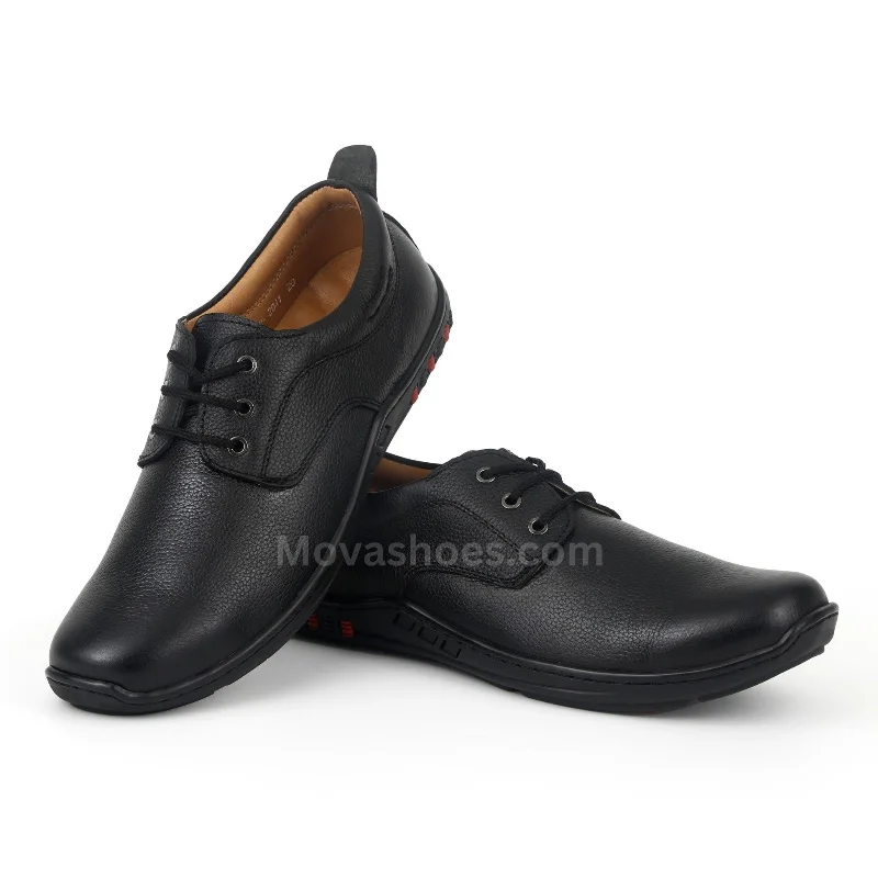 Unisex leather shoes stylish brown-Mova Leather Casual 2041 - Black