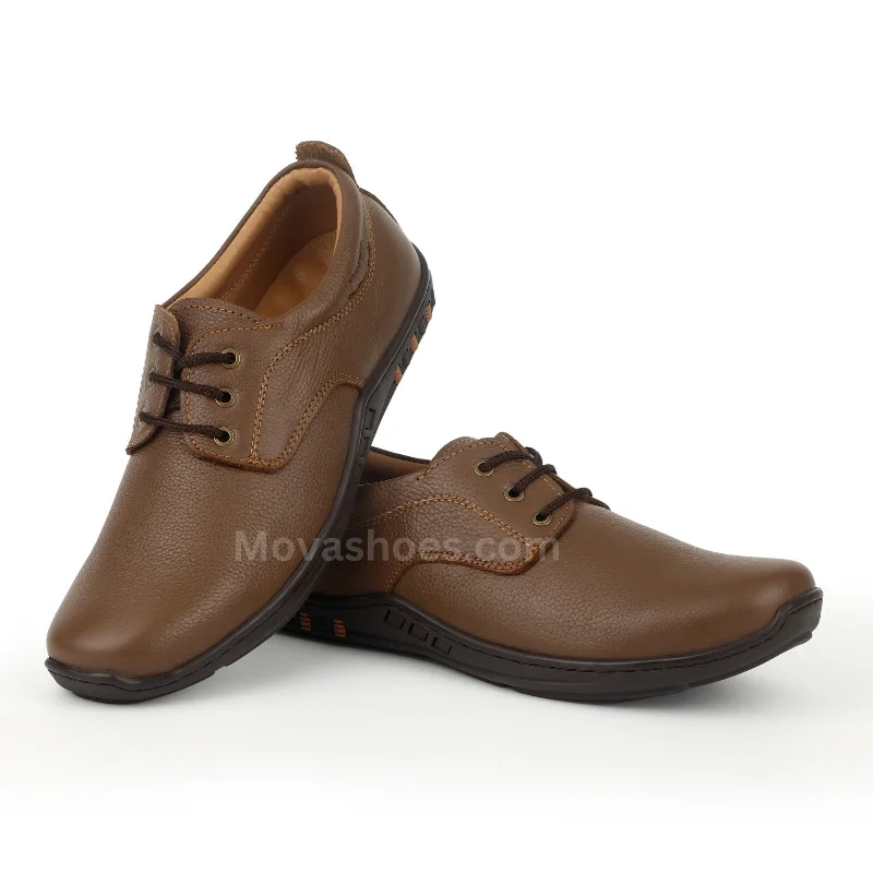 Unisex leather shoes versatile white-Mova Leather Casual 2041 - Mustard