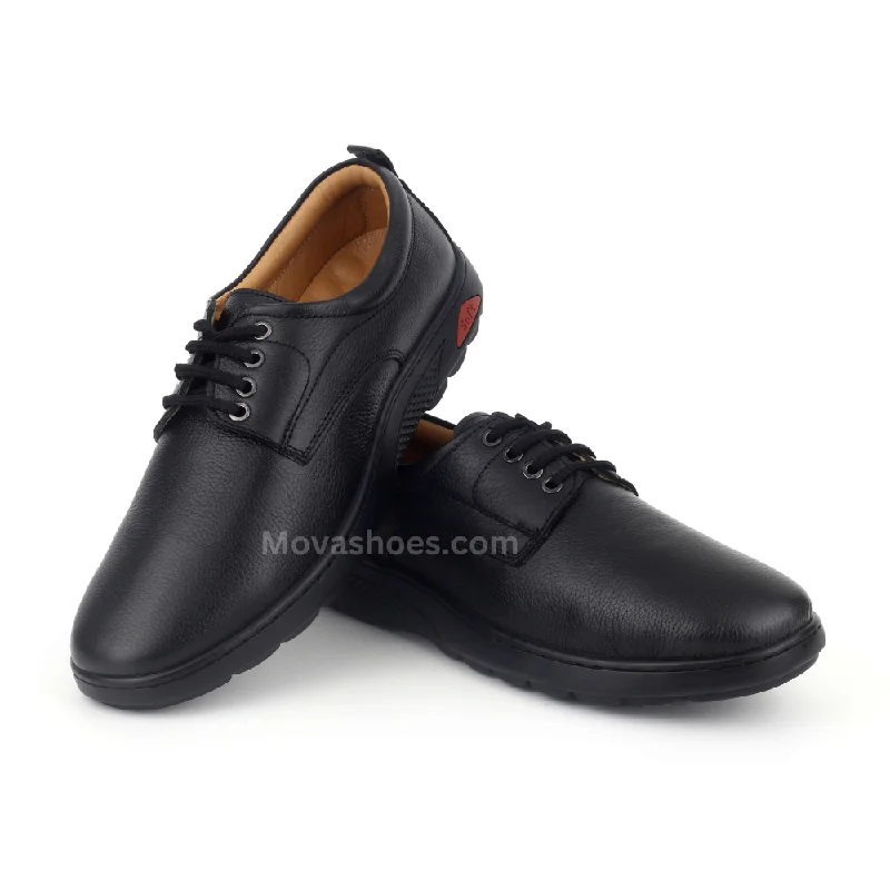 Unisex leather shoes breathable brown-Mova Leather Casual MS48 - Black