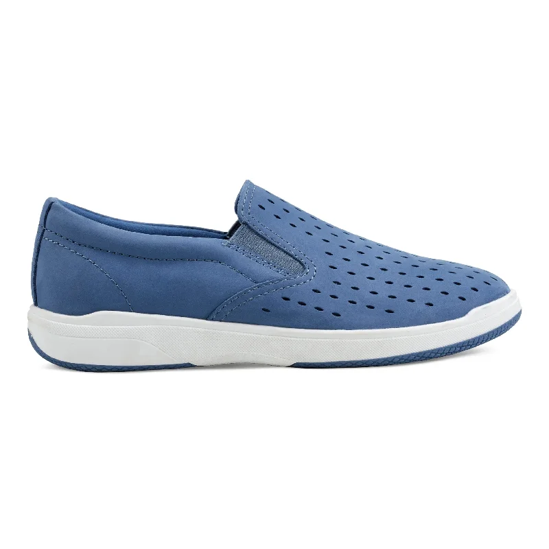 Men's casual shoes trendy tan-Nel Laser Cut Round Toe Casual Slip-on Sneakers