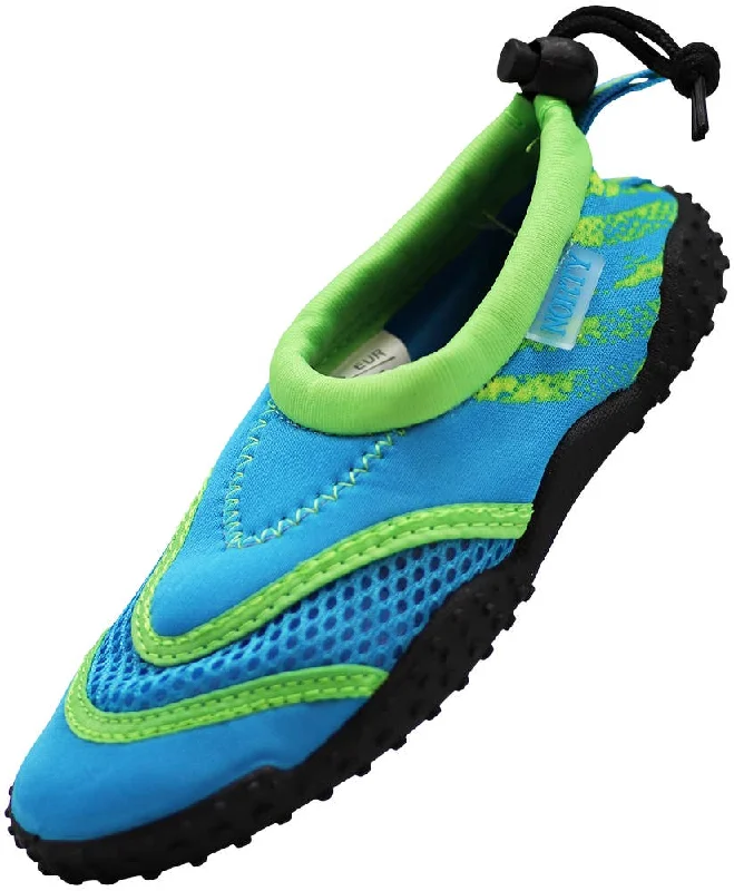 Men's water shoes stylish black-NORTY Boys 11-4 Blue/Lime Watershoe 38709