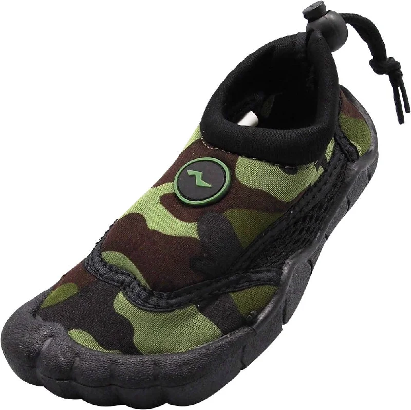 Men's water shoes beach black-NORTY Boys 11-4 Green/Black Camo Watershoe 38882