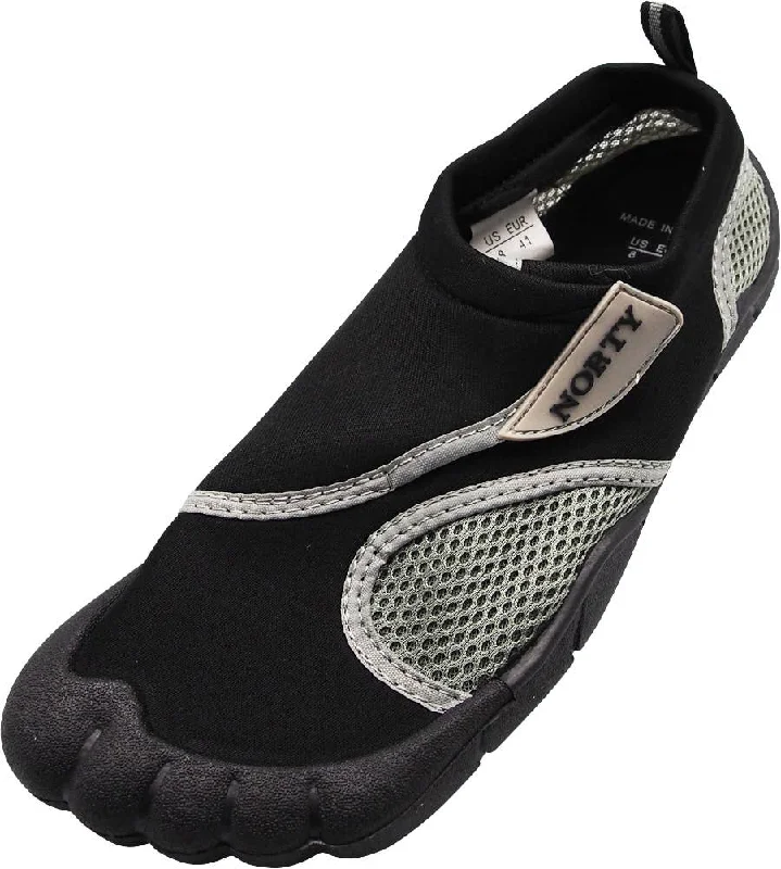 Men's water shoes durable black-Norty MEN'S 8-13 WATER SHOE 5 TOE BLACK GREY