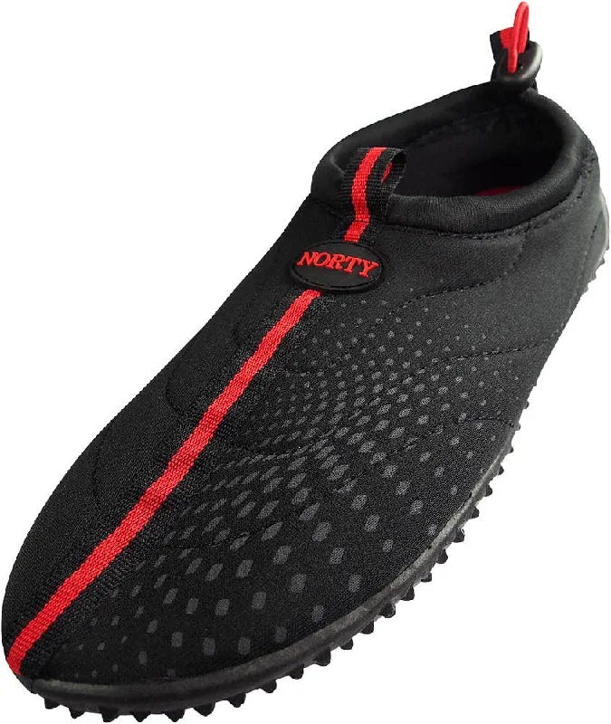 Men's water shoes drainage gray-Norty MEN'S 8-13 WATER SHOE BLACK RED STRIPE