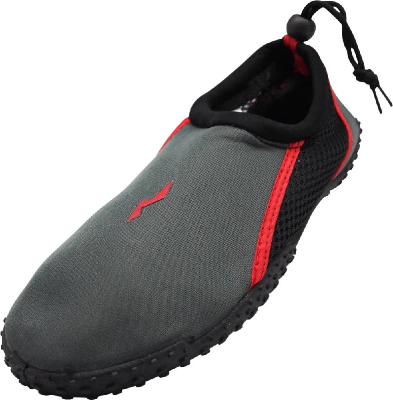 Men's water shoes slip-on gray-Norty MEN'S 8-13 WATER SHOE GREY RED   15528