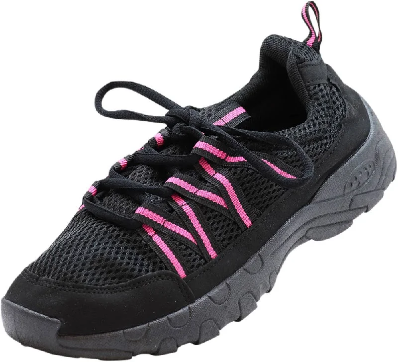 Men's water shoes drainage holes-NORTY Womens 5-10 Black/Fucshia Watershoe 15632