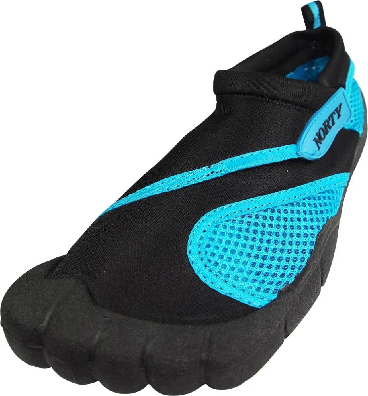 Men's water shoes beach gray-Norty WOMEN'S 5-10 WATER SHOE 5 TOE BLACK TURQUOISE