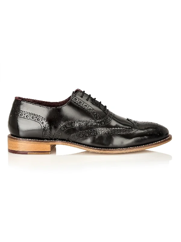 Unisex leather shoes office black-OXFORD BROGUES IN POLISHED BLACK