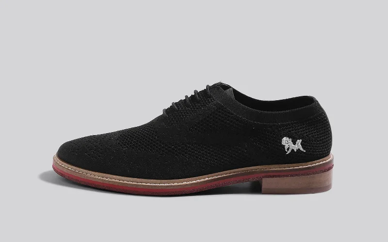 Unisex leather shoes office black-Oxford Knits : Black