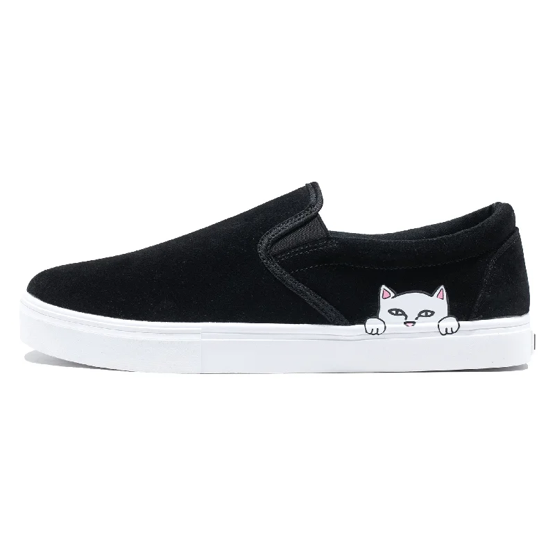 Men's casual shoes durable navy-Peeking Nermal Slip On Shoes (Black)