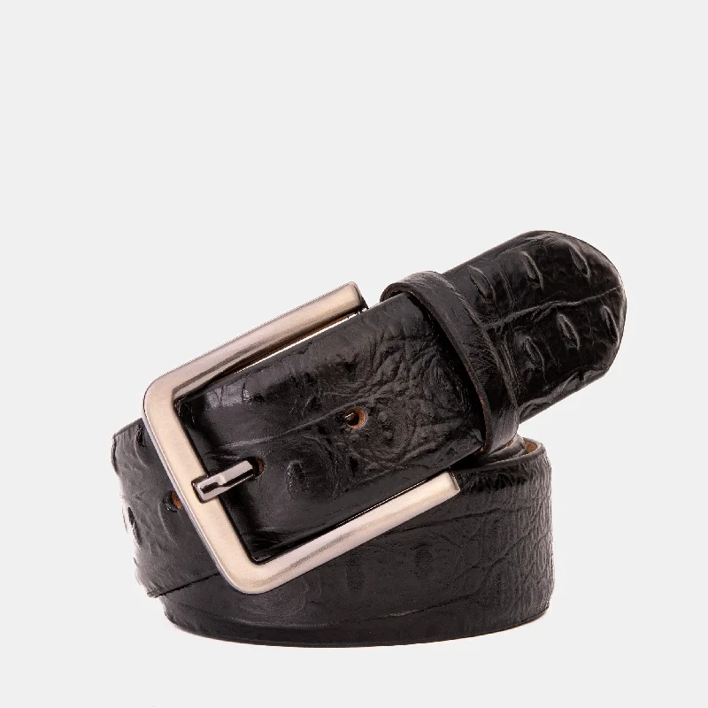 Unisex leather shoes formal gray-Randor Black Leather Belt