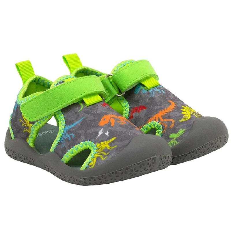 Men's water shoes non-slip gray-Robeez Baby & Toddler Water Shoes Grey & Green - Dinosaurs