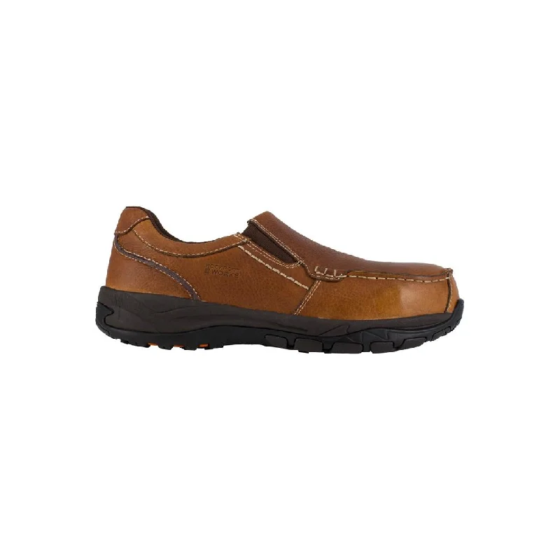 Men's work shoes safety black-Extreme Light Composite-Toe Slip On Work Shoe Brown