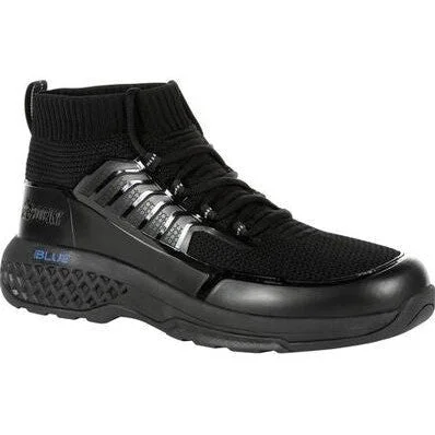 Men's work shoes waterproof gray-Rocky Men's Code Blue 5" Knit Slip Resist Public Service Boot -Black- RKD0053