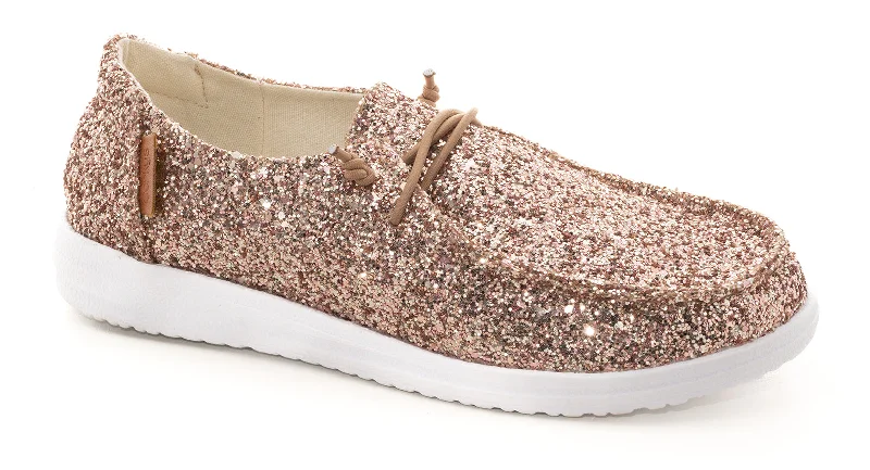 Men's casual shoes comfortable white-Rose Gold Glitter Kayak