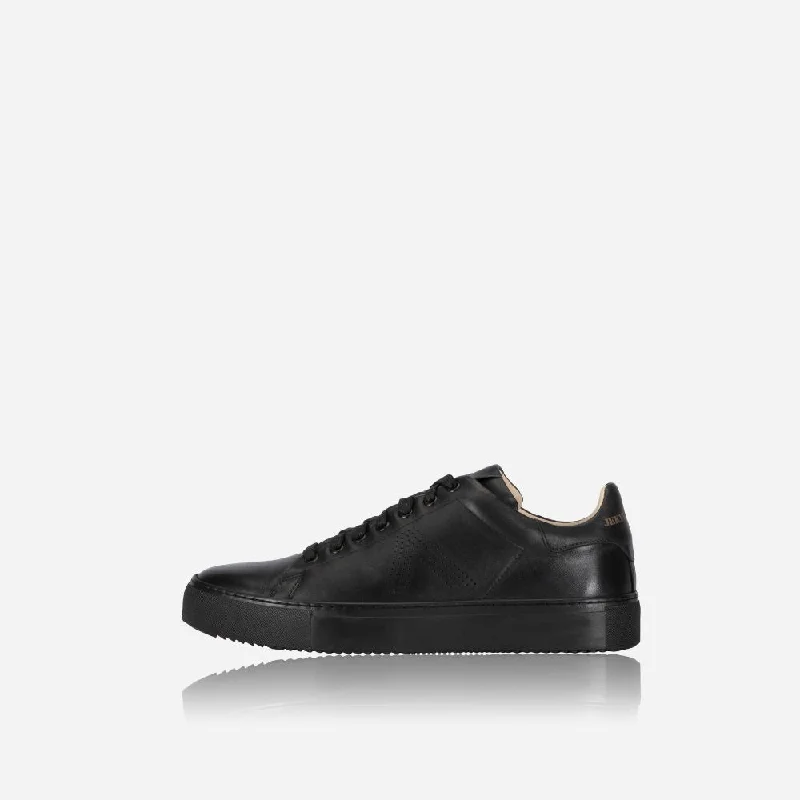 Unisex leather shoes stylish navy-Leather Sneaker, Black