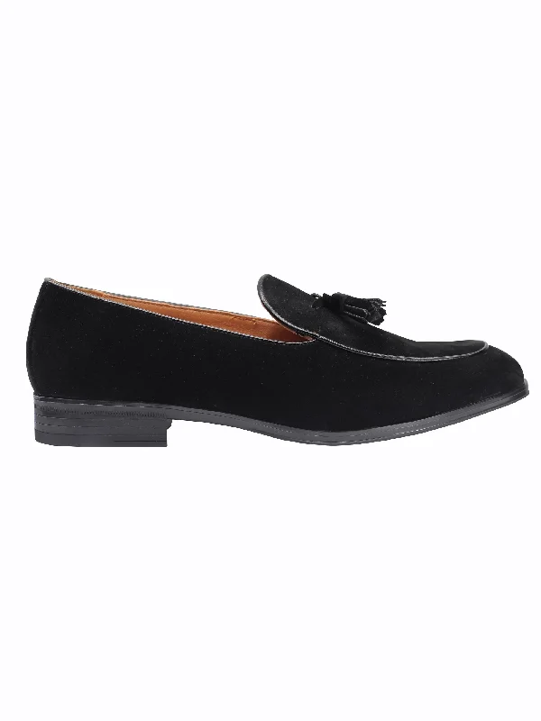 Unisex leather shoes versatile black-SUEDE TASSEL LOAFERS