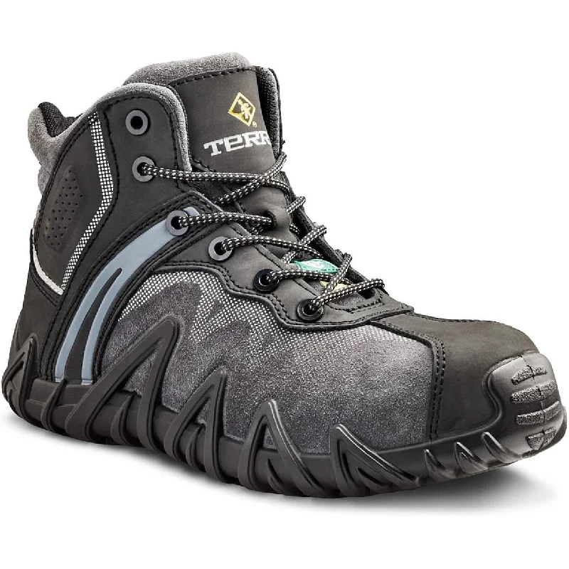 Men's work shoes non-slip gray-Terra Men's Venom Mid Comp Toe WP Safety Work Shoe -Black- R8285B