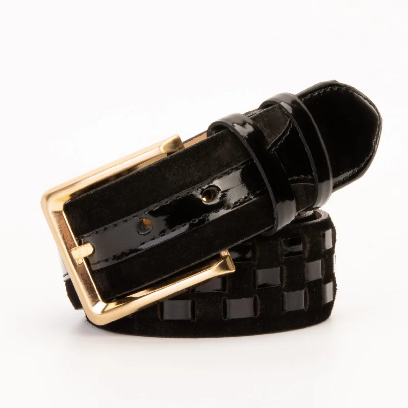 The Eugene Black & Gold Woven Leather Belt