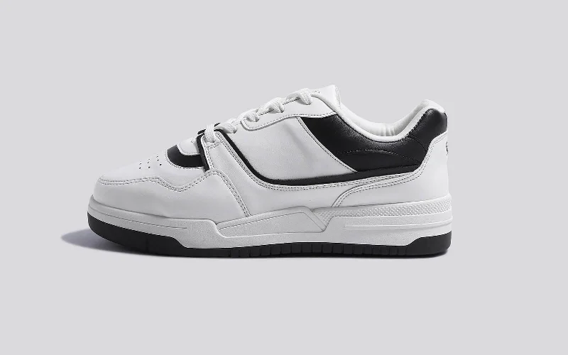 Unisex leather shoes premium navy-The SneakPops : White Black