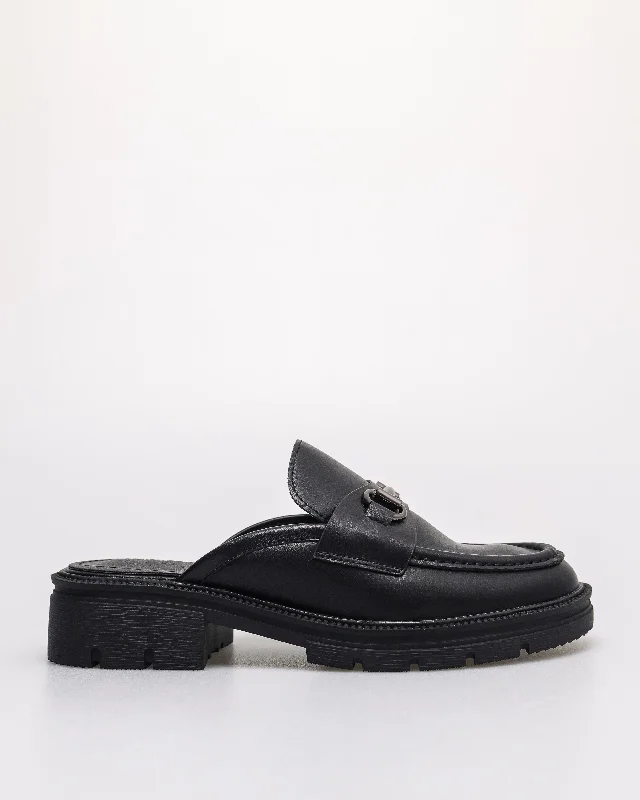 Men's casual shoes slip-on black-Tomaz NN494 Ladies Horsebit Mules (Black)