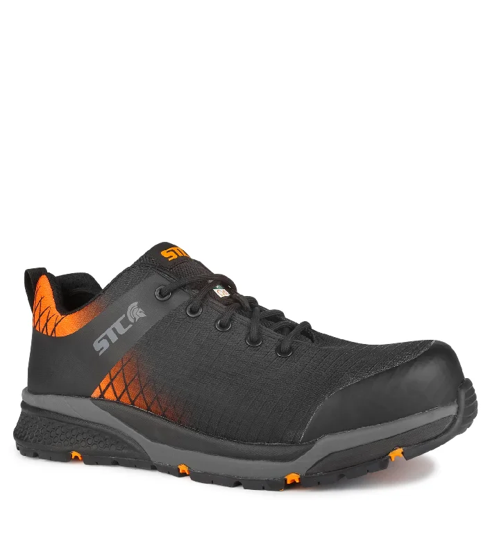 Men's work shoes waterproof tan-Trainer, Black & Orange | Athletic Metal Free Lightweight Work Shoes