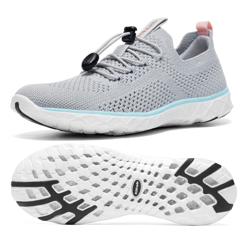 Men's water shoes non-slip gray-Xdrain Nova Knit - Womens Slip On Water Shoes